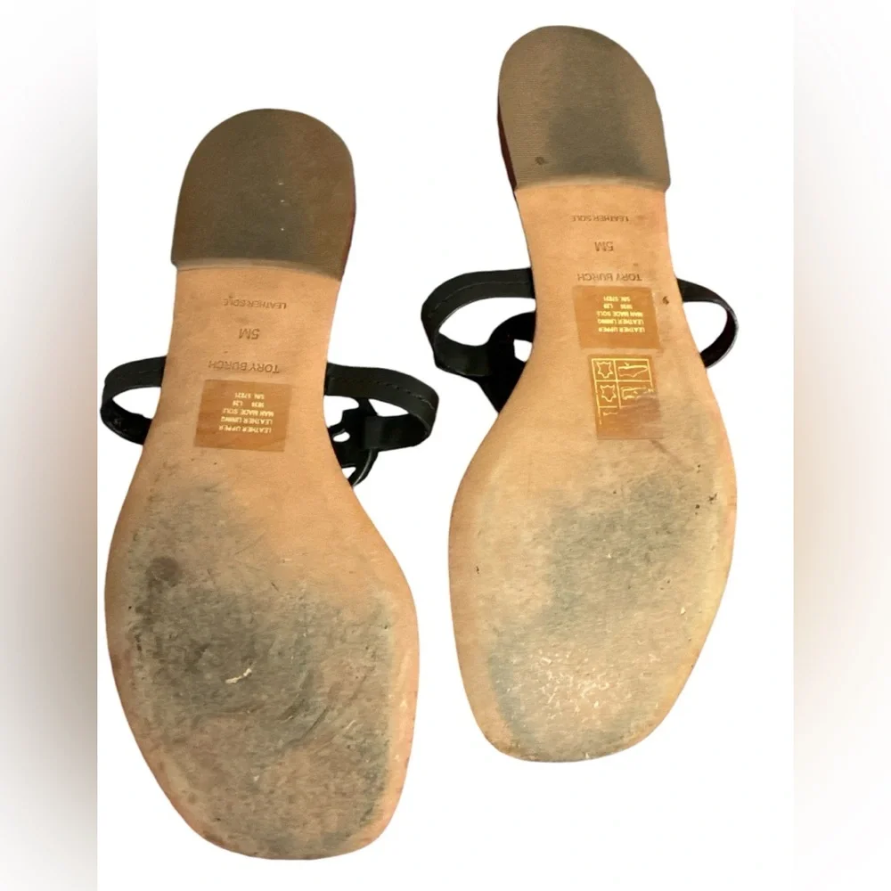 Tory Butch Mini Miller Thong Sandal Black Signature Logo size 5.5 - Picture 9 of 14